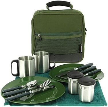 13-Piece Deluxe G8DS® Camping Cookware, Cups, and Utensils for 2 People - Camping Cookware Utensil Dish Set - Survival Outdoor