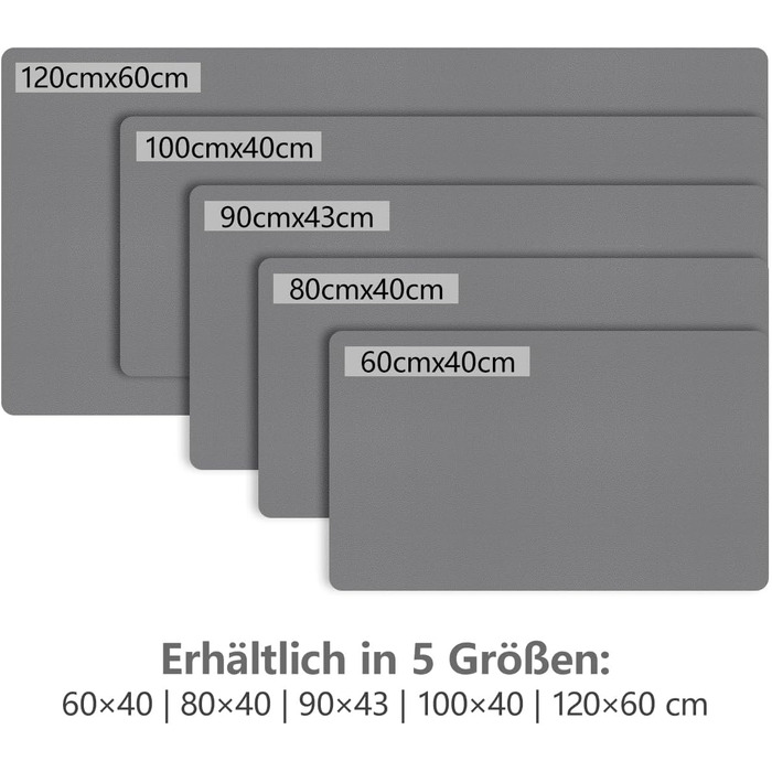 Килимок для столу Zindoo XL 100x40 см антрацит: захист від подряпин, водостійкий, для миші та письма