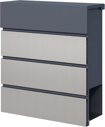 Поштовий ящик настінний сталевий V63 антрацит з дерев'яним декором 410x130x370 мм, з замком, плавним закриттям та відділенням для газет