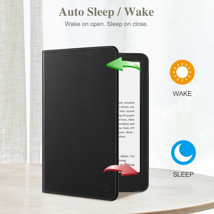 Чохол Fintie для Kindle Paperwhite 12-го покоління (2024/2025) та Kindle Colorsoft/Signature Edition, з підставкою, петлею та авто-сном, чорний