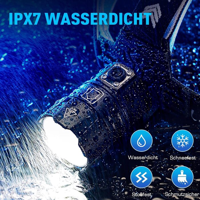 Rechargeable LED Headlamp, Super Bright 120000 Lumens Headlamp with 5 Light Modes & IPX7 Waterproof & 9000mAh BATTERY & Zoomable, 120° Adjustable Headlamp for Camping, Fishing, Outdoor