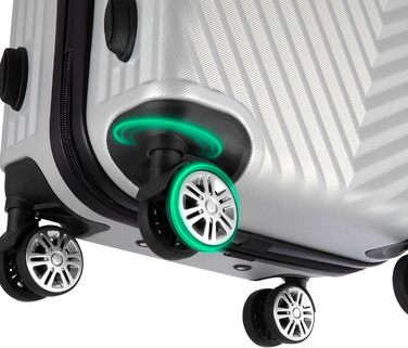 Набір валіз xRace 3 шт. ABS, 20/24/28 дюймів, ручна поклажа, TSA, 360° колеса, стійкий до ударів, преміум підкладка (Сріблястий)