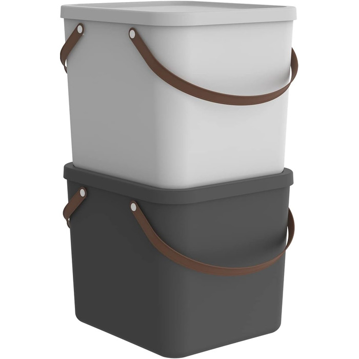 Rotho Albula Storage Box 40l with Lid, Plastic (Recycled PP), Green, 40l (40.0 x 40.0 x 34.0 cm) (White)