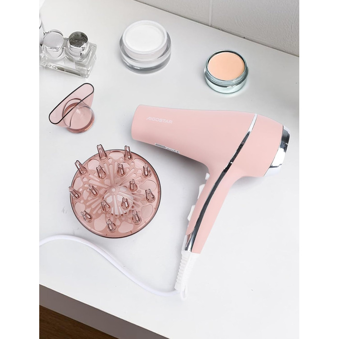 Фен Aigostar Lora рожевий 2400W з іонізацією, 3 температурні режими та 2 швидкості повітря