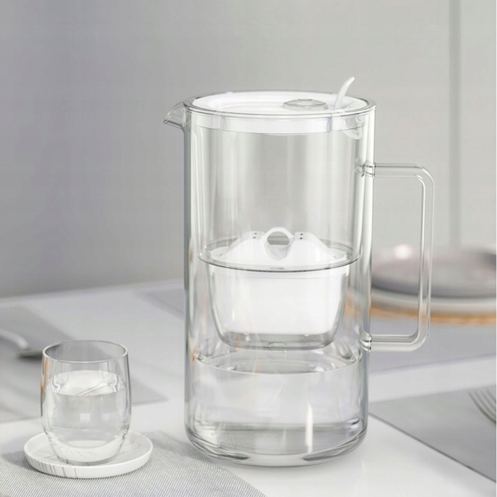 Скляний фільтр-кувшин Aquaphor Glass, білий + 4 фільтри Maxfor+ Mg
