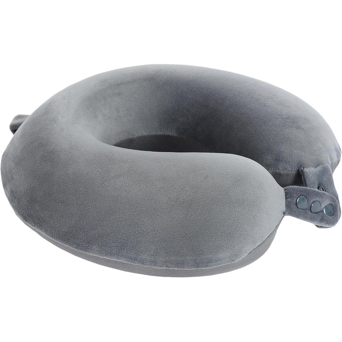 Подушка для шиї з піною з пам'яті, зручна та легка, для подорожей (літак, авто, поїзд, автобус), з чохлом (сіра)