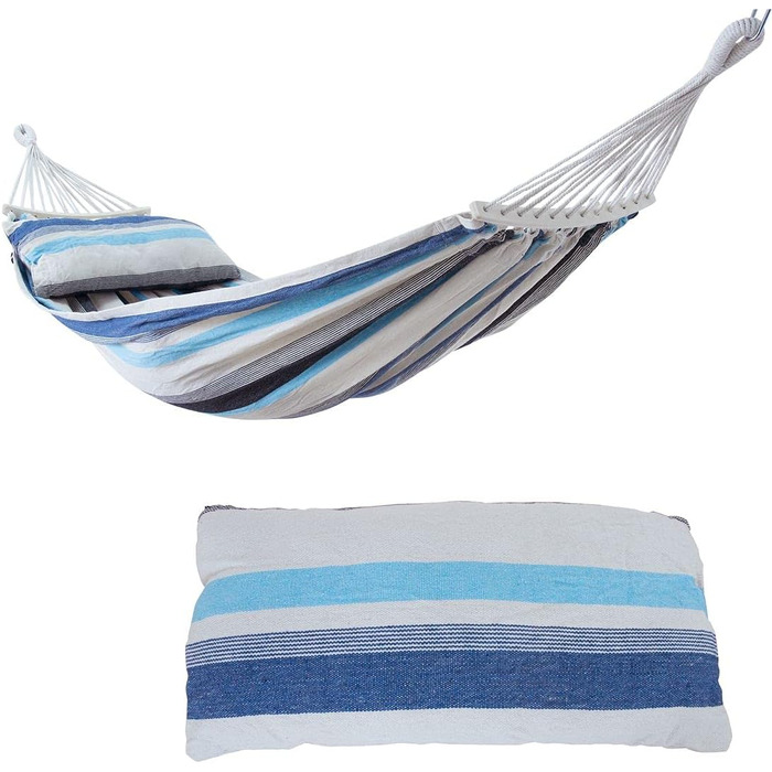 Гамак yourGEAR Bali XL з подушкою, 240x120 см, до 240 кг, бавовняний, з кріпленням (Аква)