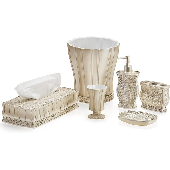 Набір аксесуарів для ванної кімнати Victoria, 4 предмети – дозатор для мила, підставка для зубних щіток, стаканчик, мильничка Creative Scents