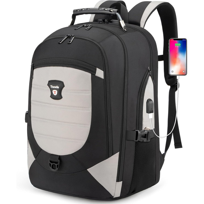 Рюкзак Tzowla для ноутбука 17.3 дюймів, водонепроникний, з USB-зарядкою та TSA-замком (сірий)