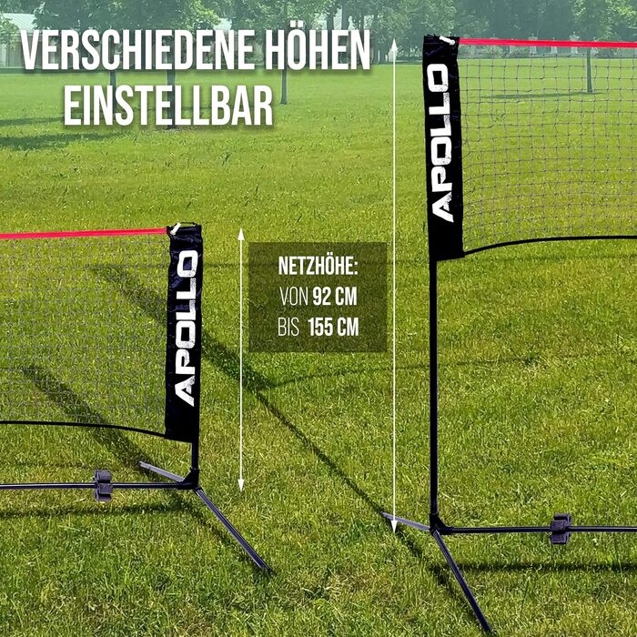 Apollo Adjustable Badminton & Volleyball Net Set - 300cm, 400cm, 500cm - Indoor/Outdoor