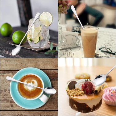 Набір з 12 ложок для лате макіато, нержавіюча сталь, довгі чайні ложки, ложки для десертів та кави