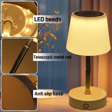 Акумуляторний LED світильник настільний 2 шт., телескопічний, з димером, нічник для спальні, вітальні, приліжкова лампа