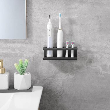 Тримач для електричної зубної щітки, нержавіюча сталь, настінний, без свердління, чорний | Тримач для насадок