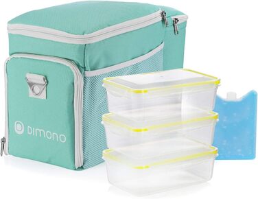 Термосумка Dimono® 15L з 3 контейнерами для їжі; сумка-холодильник для пікніка з 3 ланч-боксами + кришка; сумка для обіду з 3 боксами та охолоджувальною вставкою (Туркіс)