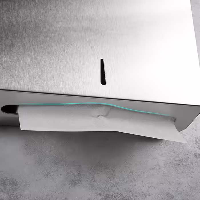 NICEME Paper Towel Dispenser, Stainless Steel Towel Dispenser Lockable, Wall-Mounted Tissue Dispenser, Suitable for Z-Fold Paper Towels, Holds 250-400 Sheets