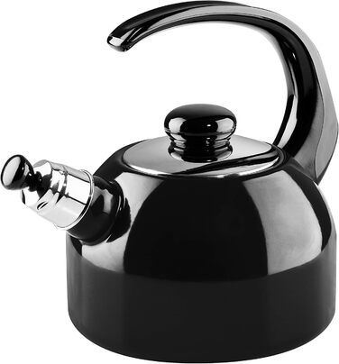 Riess, 0543-022, Flute Kettle Plus, CLASSIC- BLACK ENAMEL, 2 Liters, Diameter 18 cm, Enamel, black, Induction