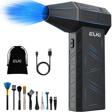 Електричний пилосос-фен EUKI X3DE: 3 режими, 150000 об/хв, акумулятор 6000mAh, набір для чищення ПК, авто, диванів