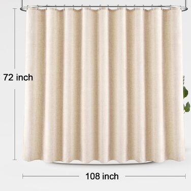 Завіса для душу Awellife з льону, стиль бохо, сільський дизайн, 183x183 см, кремовий колір