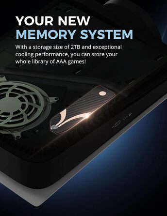Радіатор охолодження Sabrent M.2 SSD NVMe з алюмінію з термопадом, HeatPipe, сумісний з PC, Desktop, PS5