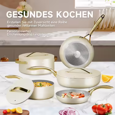 Pot Set, HOMELUX Pot Set Induction 8 Piece, Induction Cookware Set, Pots with Glass Lids, Cookware Set, Pots and Pans Set, Induction Compatible, White 8TLG--White