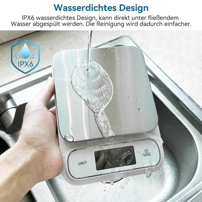 Кухонні ваги BOMATA, цифрові, 5 кг, точність 0,1 г, з підсвічуванням, платформа з нержавіючої сталі, білий колір