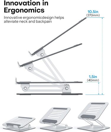 Підставка для ноутбука OMOTON LA11, регульована висота, складна, з вентиляцією, для MacBook Air Pro та ноутбуків 10-17.2