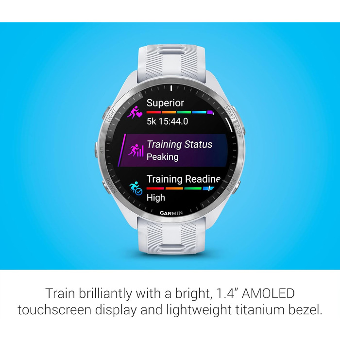 Розумний годинник Garmin Forerunner 965 для бігу з AMOLED-дисплеєм, вимірювання тренувань та відновлення, кольори: Whitestone та Powder Gray