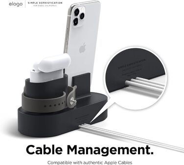 Зарядна станція Elago 3-в-1 для Apple Watch, AirPods та iPhone (білий/чорний) [Оригінальний кабель потрібен]