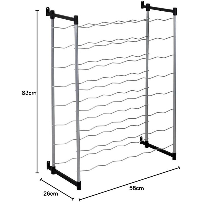 Metaltex Bottle Rack, Metal, Grey, For 72 Bottles (Suitable for 48 Bottles)