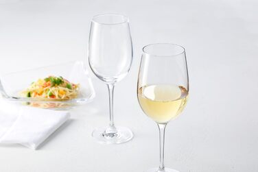 LEONARDO HOME Leonardo Hello, White wine goblet with pulled stem, dishwasher-safe wine glasses, 6-piece set, 370 ml, 061447, clear, 6 pieces (1 pack), 6