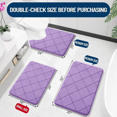 Килимок для ванної кімнати OLANLY з Memory Foam, 76 x 50 см, лавандовий