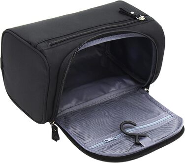 Чоловіча та жіноча косметичка для подорожей з петлею для підвішування. Чорна косметичка-органайзер для гігієнічних засобів.