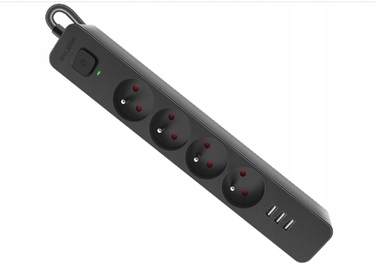 Мережевий фільтр (подовжувач) з 3 USB-портами, вимикачем та захистом від перенапруги, 1.5 м