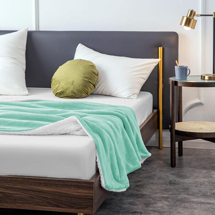 Плед Mixibaby для дому, теплий та м'який, 150 x 200 см, м'ятний колір