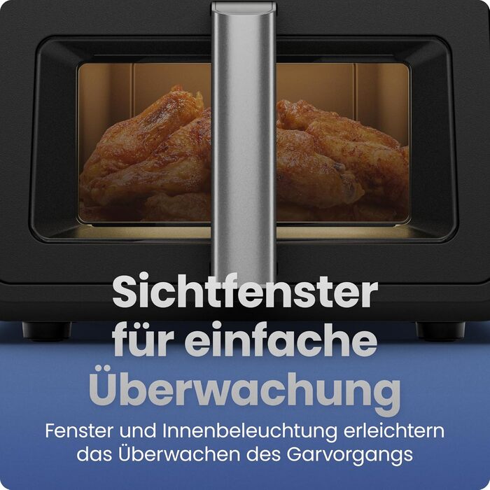 Фритюрниця електрична Chefman TurboFry 8.5л 6-в-1 з оглядовим вікном, чорна - аерофритюрниця, духовка, гриль