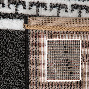 Килим для вітальні, спальні, їдальні, коридору, кухні. Сучасний килим з малюнком у клітинку, м'який, з коротким ворсом, легкий у догляді. Чорний, 140 x 200 см