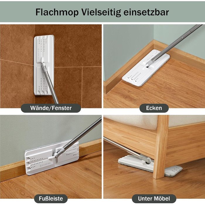 JOYMOOP Mop and Bucket Set with Wringer for Home, Flat Mop and Bucket System, Mops for Floor Cleaning and Wall Cleaner, with 3 Reusable Microfiber Mop Pads