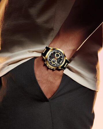 Чоловічий годинник MEGALITH Chronograph: Аналоговий водонепроникний годинник з датою та світосвітним покриттям. Великий кварцовий годинник - подарунок для спортивних чоловіків (A2-чорний)