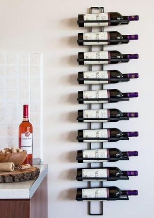 DanDiBo Wine Rack Bottle Shelf Metal Black Wall Mounted - This 116 cm (45.7 in) unit holds 10 bottles - Bottle Stand Bottle Holder