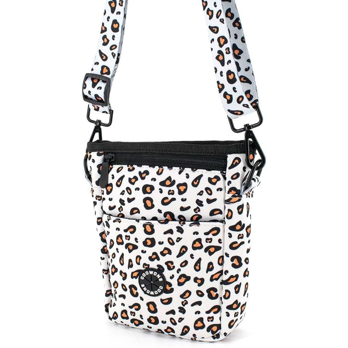 Сумка для ласощів для собак COOWONE Leckerlibeutel, з тримачем для відходів, на пояс, для прогулянок та тренувань, біла, леопардовий принт 2.0