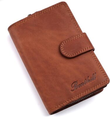 Benthill Wallet Women's Genuine Leather | Small Cardholder with RFID Protection | Wallet with 8 Card Slots & Coin Pocket | Genuine Leather Vintage Women's Wallet incl. Gift Box, Color: Brown