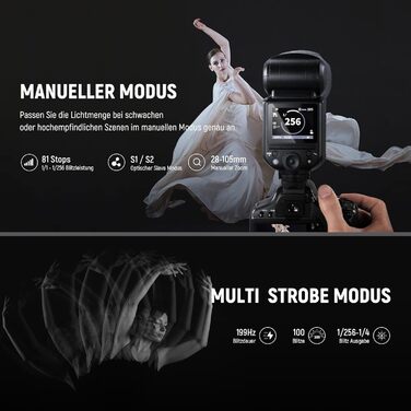 NEEWER Z2-N 2.4G TTL Speedlite для Nikon: потужний спалаж з регулюванням потужності, 76W, 2600mAh, HSS 1/8000s