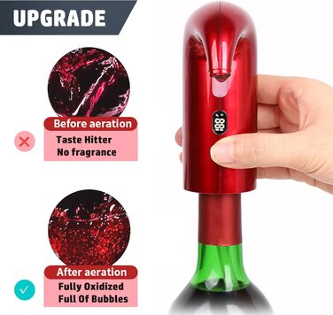 Electric Wine Aerator Dispenser, Electric Smart Decanter with Rechargeable USB Port, Electric Wine Decanter and Wine Dispenser Pourer, Wine Gift for Mother and Wife (Red01)