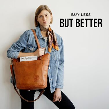 Сумка жіноча шкіряна через плече Berliner Bags Verona (коричнева). Велика сумка-шопер з YKK-застібкою