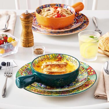 Набір супових тарілок Vancasso SIMI, 4 шт, 690 мл, порцеляна, богемський стиль, для супу/мюслі/пасти, мікрохвильова та духовка