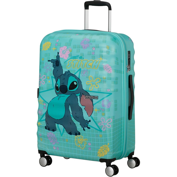 Чемодан American Tourister Wavebreaker Disney FL Spinner L, 77 см, 96 л, коліщата, матова поверхня, Disney Stitch Flower