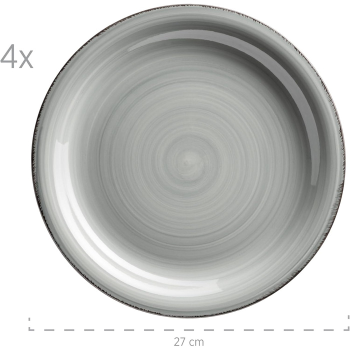 MÄSER Bel Tempo II: Набір посуду вінтажний, 16 предметів (для 4 осіб), ручне розпису, кераміка, зелено-блакитний