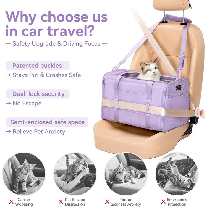 Транспортна сумка для кота Petsfit, дозволена авіаперевозками, розширювана, зелена, розмір S (45 x 28 x 28 см)