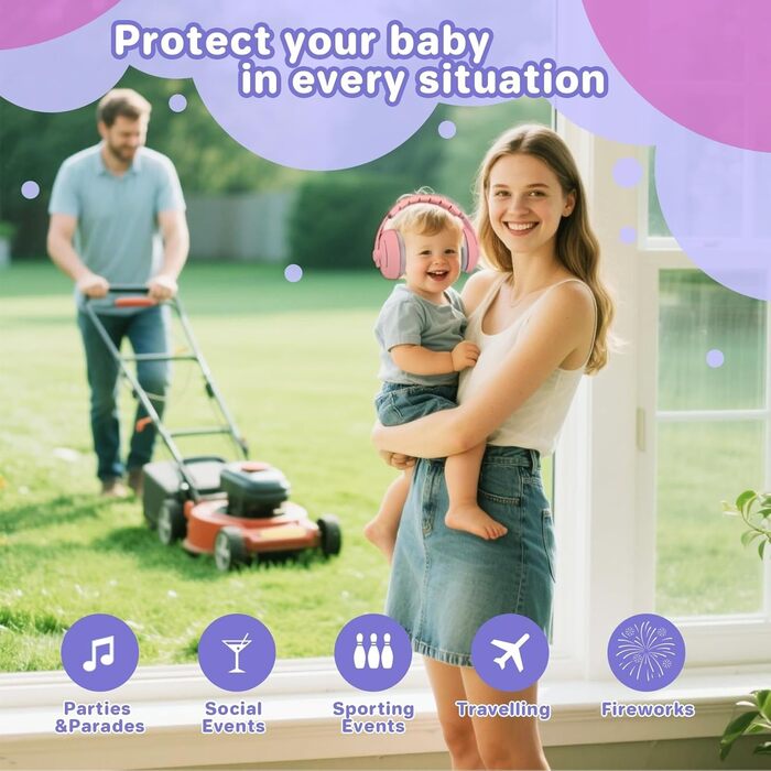 Навушники для захисту слуху дитини 2в1, 25db, для дітей до 48 місяців, з шумозаглушенням, рожеві