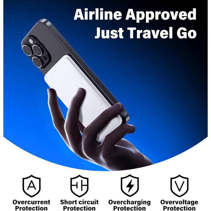 Power Bank MagSafe 5000mAh з PD 20W, QC 3.0, USB-C для iPhone 17/16/15/14/13 (Pro), білий